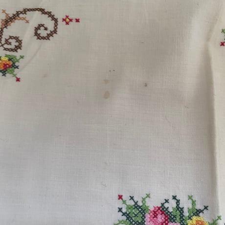 1950年代　プチ・ナップとセルヴィエット　コットン　マルチカラー刺繍
