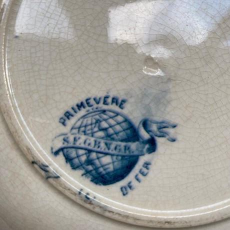 19世紀後半　S.F.G.B.N.G.R.   プリムヴェール　スーププレート 　さくらそう柄　ブルー