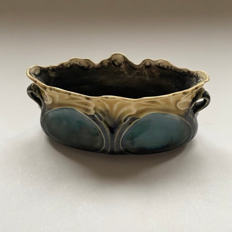 ガラス 花瓶 壺 作家もの フラワーベース 花器 硝子 グリーン 緑