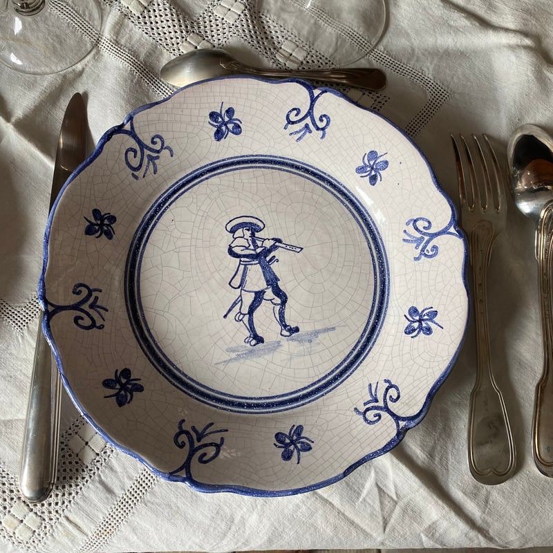 delft ハンドペイントヴィンテージ皿2点オランダ デルフト フィギュ