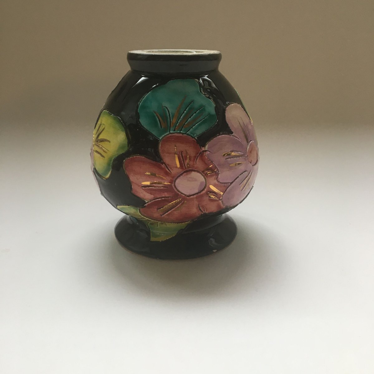   テネラ　アルメニア工房時代　ヴィンテージ花器 1960年代 ヴァロリス ヴァーズ 小花器 花モチーフ ノワール