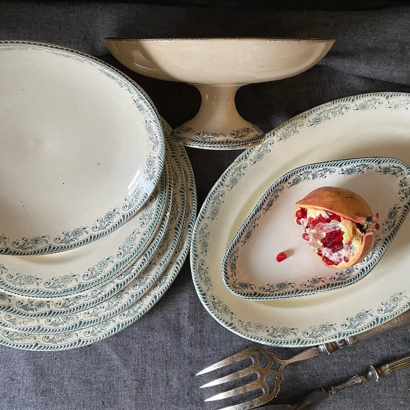 19世紀 サラン ムスティエ コンポティエ ひなぎく柄 Aランク