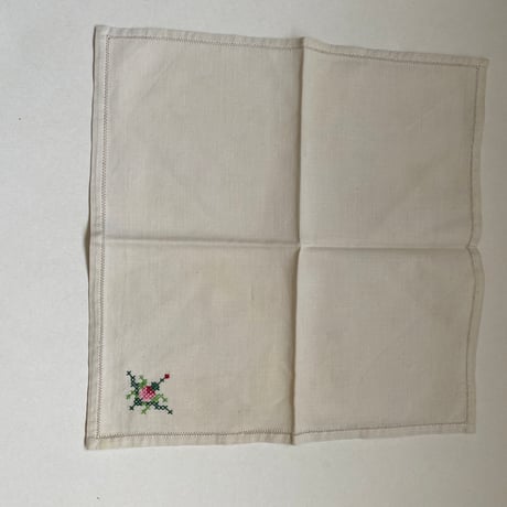 1950年代　プチ・ナップとセルヴィエット　コットン　マルチカラー刺繍