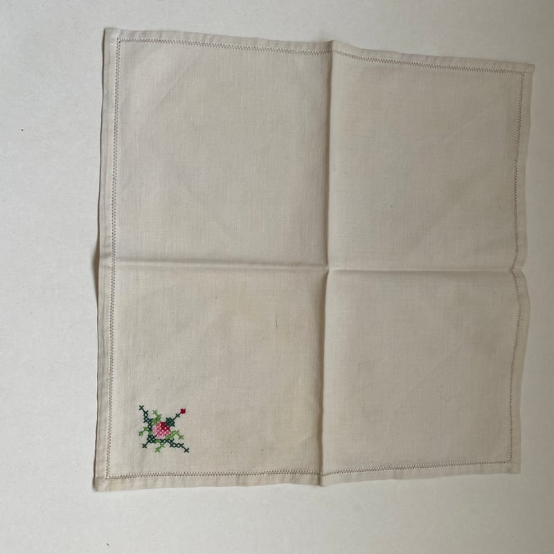 1950年代 プチ・ナップとセルヴィエット コットン マルチカラー刺繍