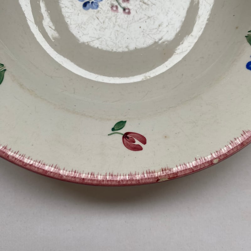 フランスアンティークバドンヴィレースーププレート鳥花