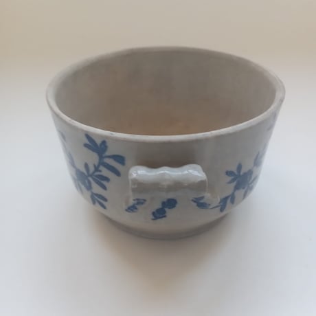 １９００年　サン・ヴァリエール　キャセロール（蓋なし）グレ　ブルーの小花柄