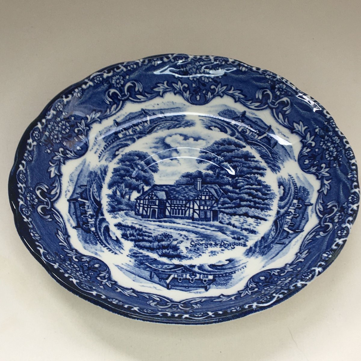 グリンドレー カップ＆ソーサー 風景画 ブルー 3点セット