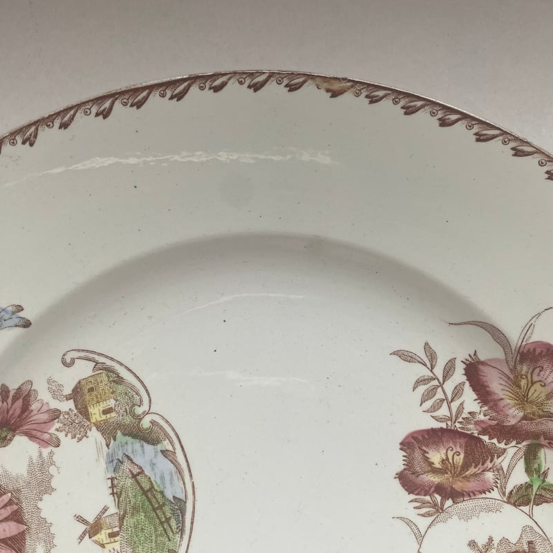 1900年 サンタマン カルテル ディナー・プレート ポリクローム お花と