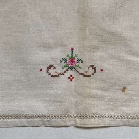 1950年代　プチ・ナップとセルヴィエット　コットン　マルチカラー刺繍