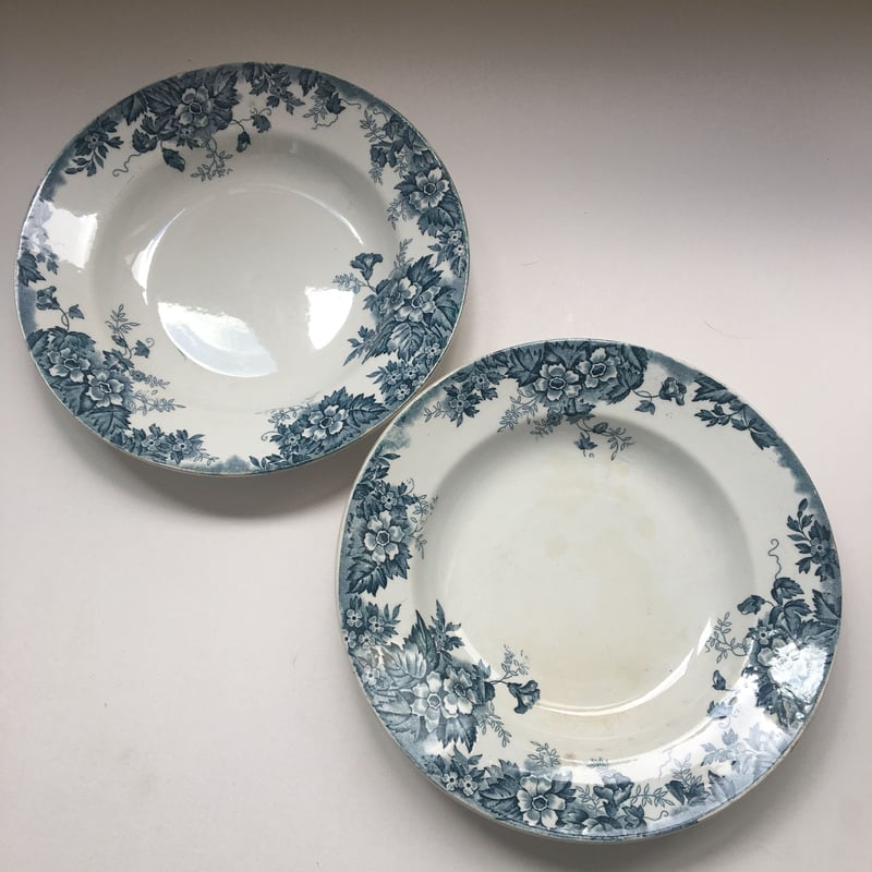 フランスアンティーク ムーランデルー Marie Louiseプレート2枚セット ムーラン・デ・ルー マリー・ルイーズ スープ・プレート 1－2