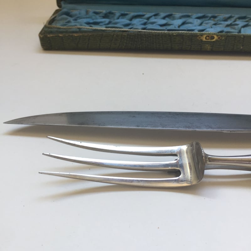 1900年 パリ 肉用 ナイフフォーク セット ケース付き 菖蒲柄