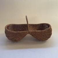20世紀後半　パニエ　収穫かご　やなぎ製　ピーナッツがた　3