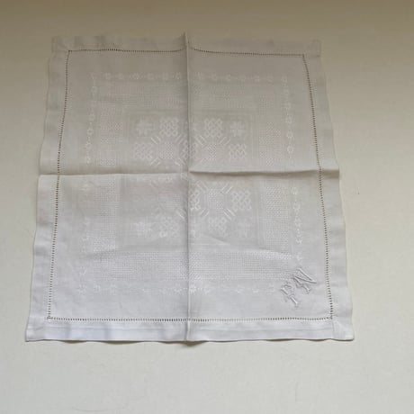 20世紀前半　セルヴィエット　メティス　イニシャルFN 　刺繍　５点セット