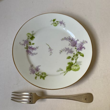 1900年代　リモージュ　J.B.T et cie 　ベルポー　デザート・プレート　リラとブール・ド・ネージュ柄　1−１２