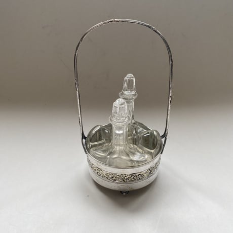 20世紀中期　サーヴィス・ア・コンディマン　シルバー・プレートと鋳造ガラス製