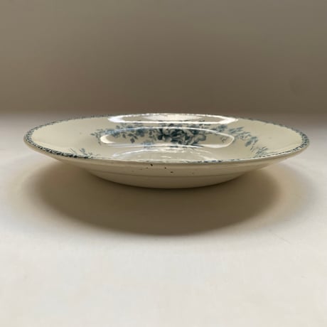 19世紀　スーププレート　ばらとひなげし柄　デカルコマニー　ブルー　１−３