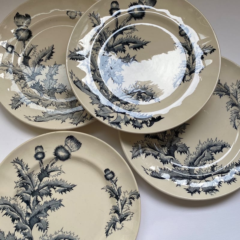 19世紀後半 ロンシャン シャルドン ディナープレート アザミ柄 1−4