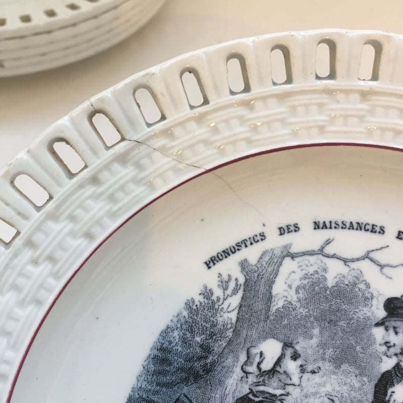 19世紀 リュネヴィル おしゃべりなお皿 誕生月占い レース皿 1ー6