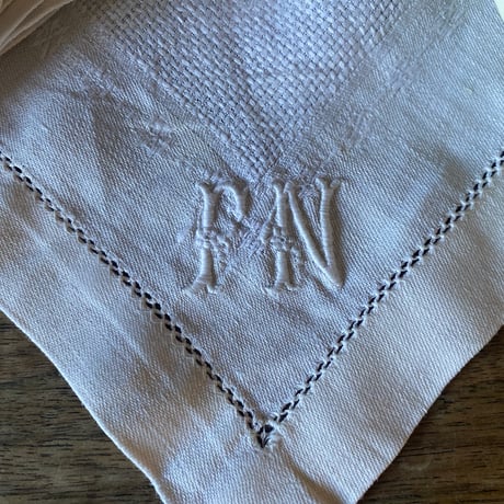 20世紀前半　セルヴィエット　メティス　イニシャルFN 　刺繍　５点セット