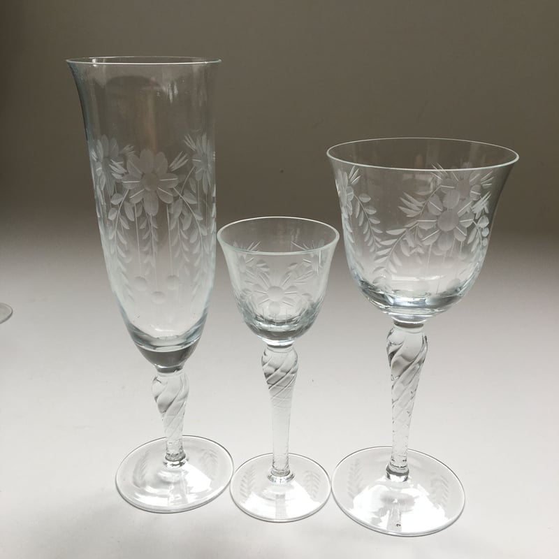 1930年代 クリスタル カットグラス リキュール・グラス お花