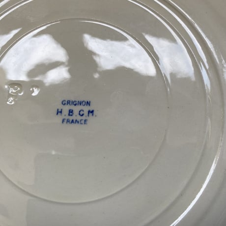 １９２０年代　HBCM     グリニョン　デザート・プレート　幾何学模様　ブルー 1-12