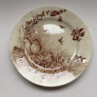 19世紀　ボルドー　オワゾー  デザートプレート２１、５cm　マロン　2点セット