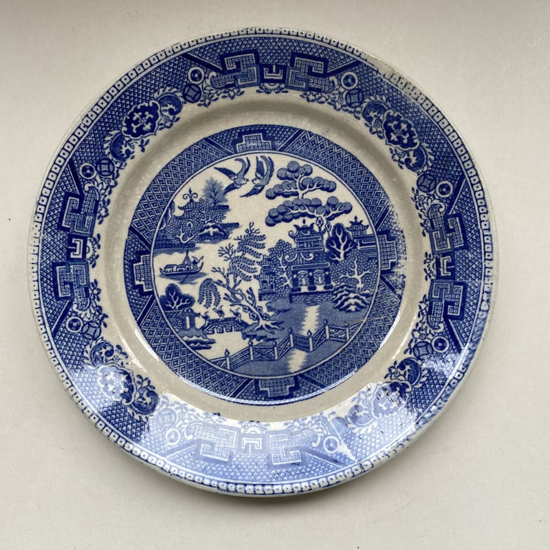 フランス アンティーク リュネヴィル デザートプレートA 19世紀 リュネヴィル デザートプレート ブルー・ウィロー柄 1−5