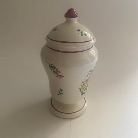 C 20世紀後半　リュネヴィル　プチ　ポ・ド・ファーマシー　花柄　ポリクローム