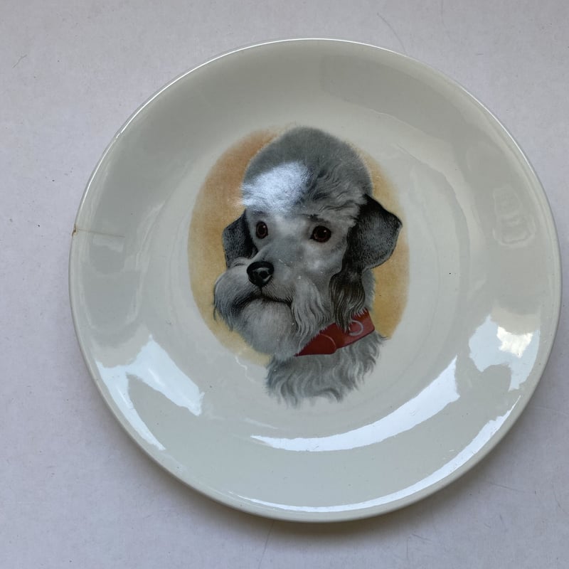 20世紀中期 ジアン おしゃべりなお皿 デザートプレート 犬の顔柄 1