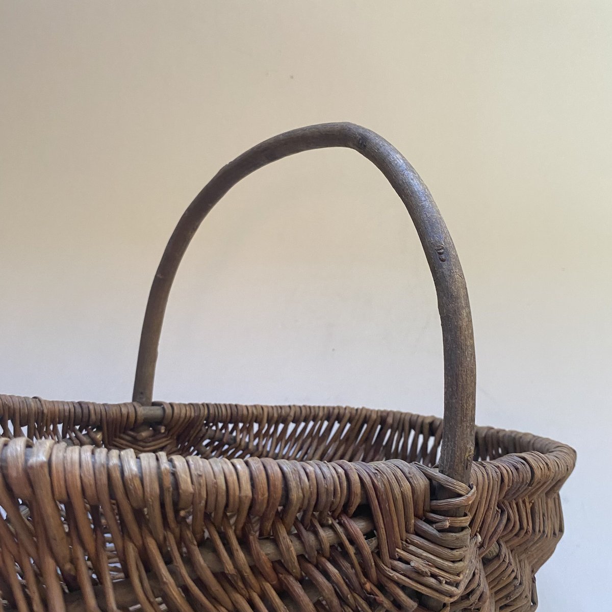 【未使用品】フランス ヤナギ細工の収穫かご フランス/やなぎ zarzo basket 枝編み手つきバスケット 持ち手3