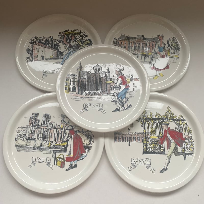 20世紀中期 サラン ディナー・プレート ロレーヌ地方の町 1-5