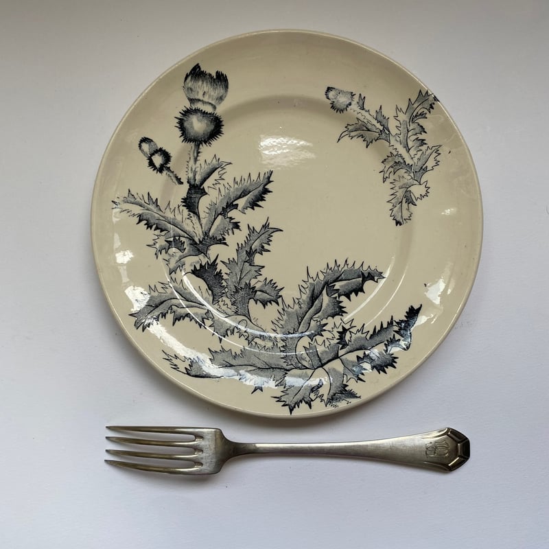 19世紀後半 ロンシャン シャルドン ディナープレート アザミ柄 1−4