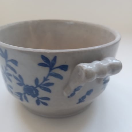 １９００年　サン・ヴァリエール　キャセロール（蓋なし）グレ　ブルーの小花柄