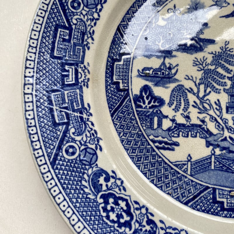 19世紀 リュネヴィル デザートプレート ブルー・ウィロー柄 1−5