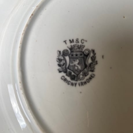 19世紀　TM & Cie グリニー　おしゃべりなお皿　グリザイユ　６点セット
