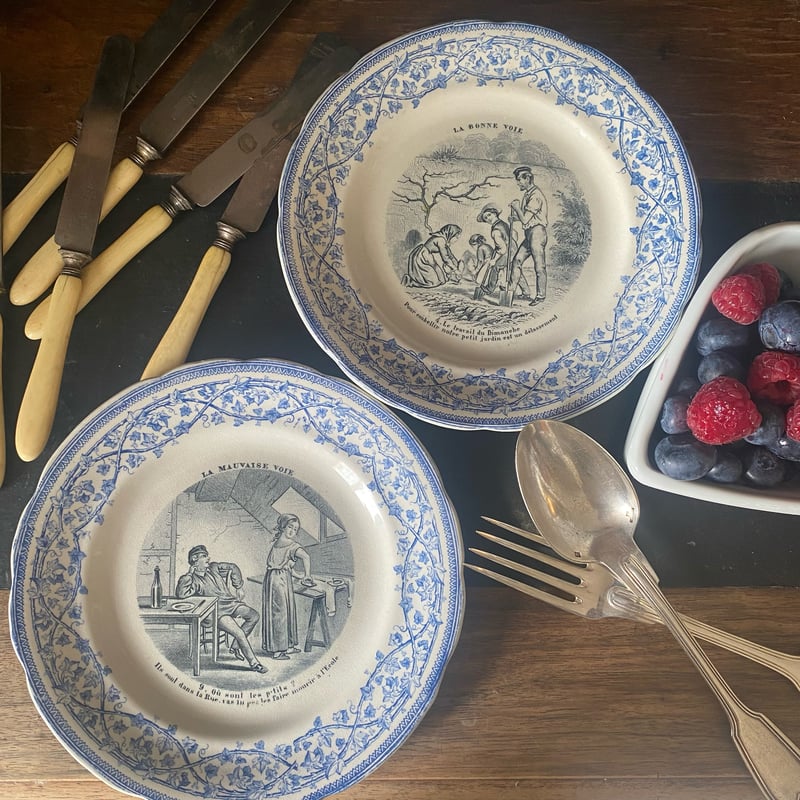 19世紀後半 ショワジー・ル・ロワ おしゃべりなお皿 デザートプレート