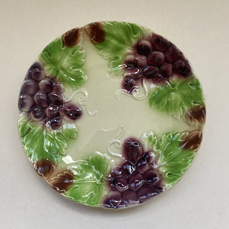 バルボルティーヌ、ぶどう柄、プレート、フランスアンティーク 1900年 デザートプレート バルボティーヌ ぶどう柄 1−4