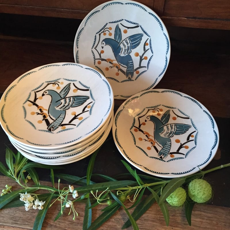 鳩プリント柄 食器皿 花柄食器（お皿・カップ）の通販
