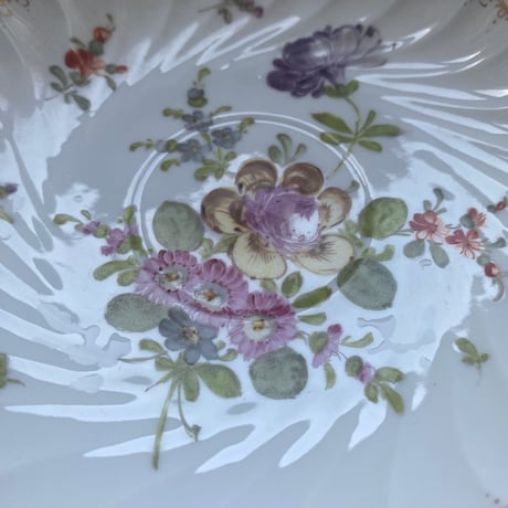 19世紀　磁器製　カップ&ソーサー　ポリクローム　花柄　ハンドペイント