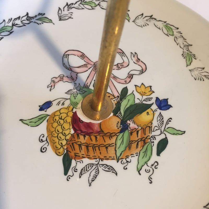 1960年代 ジアン ケーキ・スタンド リボンとフルーツかご柄