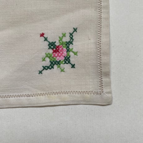 1950年代　プチ・ナップとセルヴィエット　コットン　マルチカラー刺繍