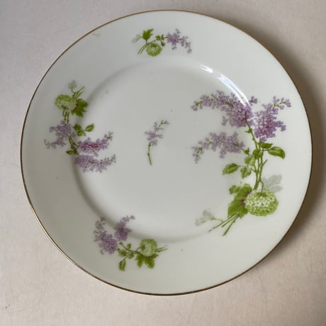 1900年代　リモージュ　J.B.T et cie 　ベルポー　デザート・プレート　リラとブール・ド・ネージュ柄　1−１２