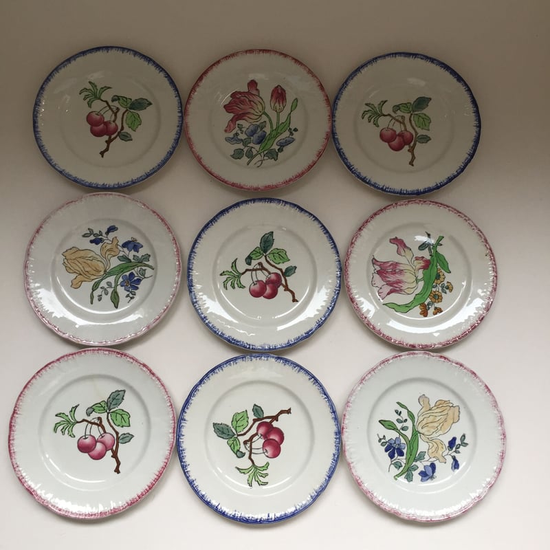 ①ロンウィ さくらんぼ プレート フランスアンティーク 22.5㎝ longwy ③ロンウィ さくらんぼ プレート フランスアンティーク 22.5