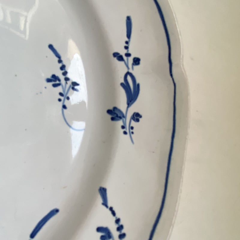 18世紀後半 シャンティイ ブリンデル・ブルー ディナープレート 陶器