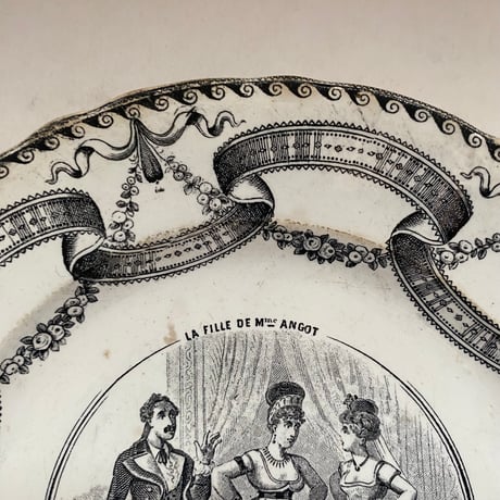 １９世紀中期　ボルドー　おしゃべりなお皿　デザートプレート　トリニテ教会とアンゴ夫人の娘　１、2他4点セット