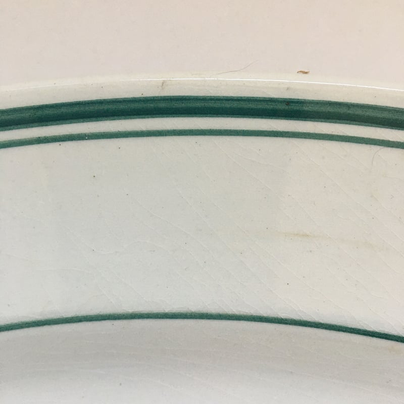 ジアン プラ・オーヴァル 大楕円形皿 ストライプ グリーン