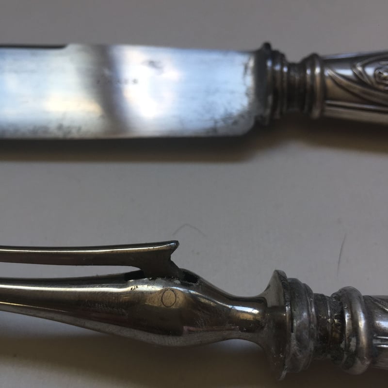 1900年 パリ 肉用 ナイフフォーク セット ケース付き 菖蒲柄