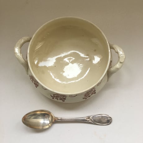 19世紀後半　ジアン　オズボーン　レギュミエ　野ばらとリボン柄　マロン