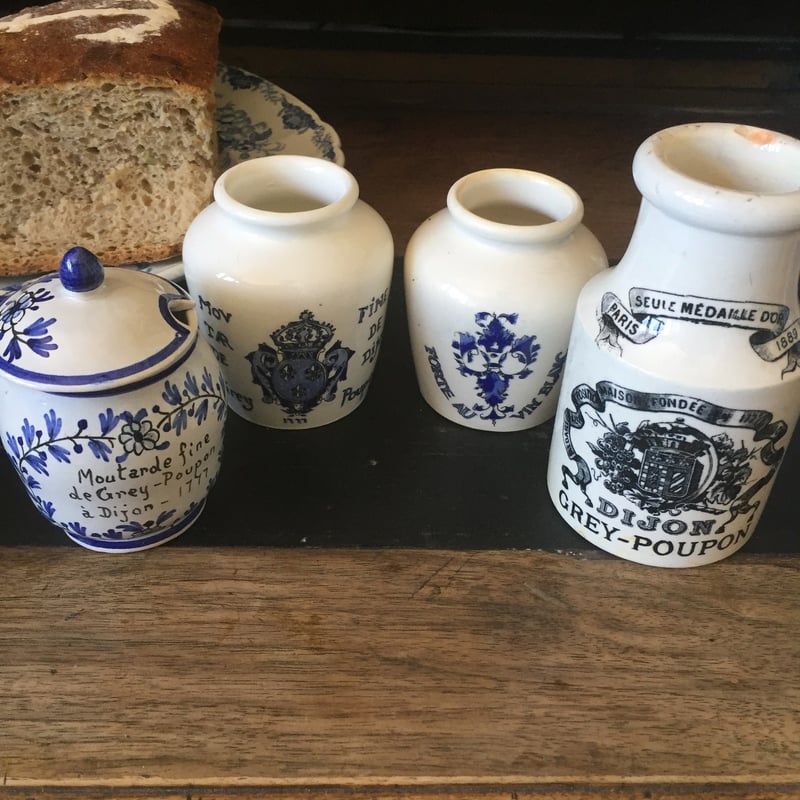 Grey Poupon ミルクガラス製マスタードボトルフランスアンティーク