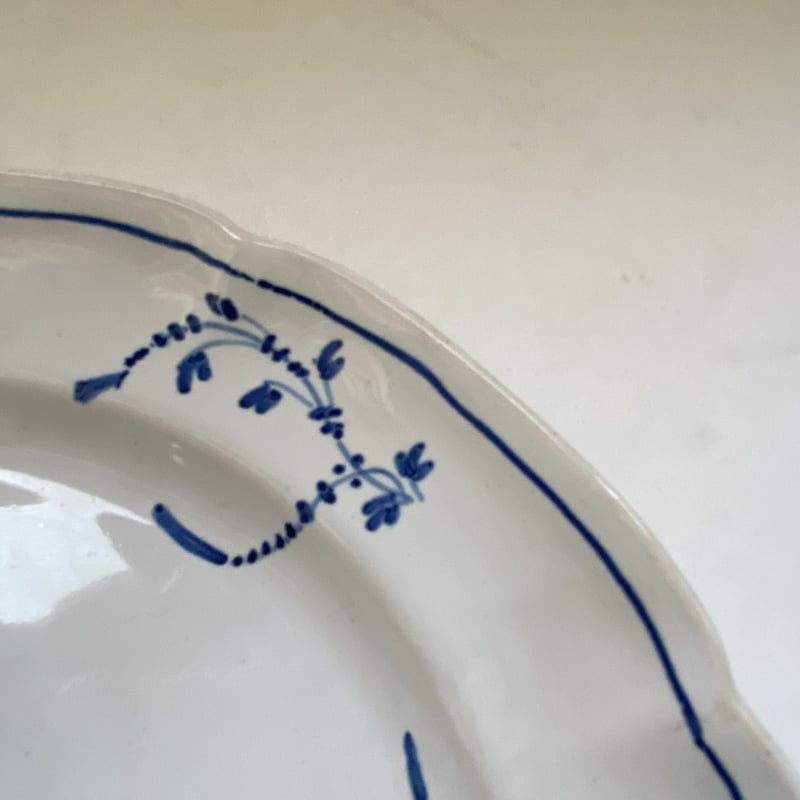 18世紀後半 シャンティイ ブリンデル・ブルー ディナープレート 陶器